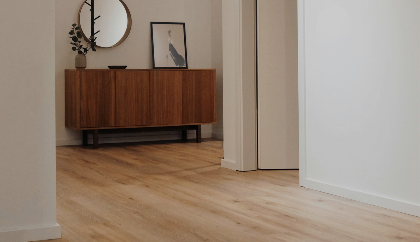 Hardwood flooring in a bright hallway