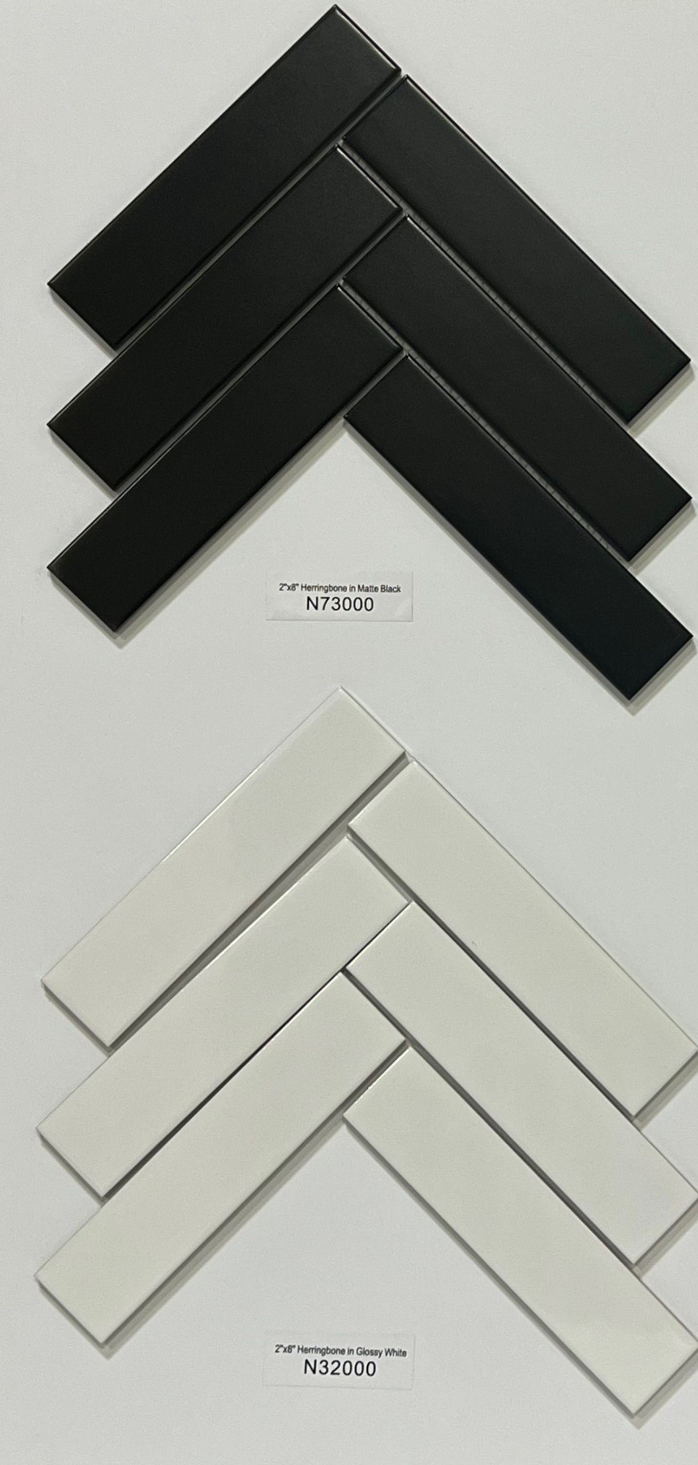 2x8 Herringbone in Matte Black and Glossy White