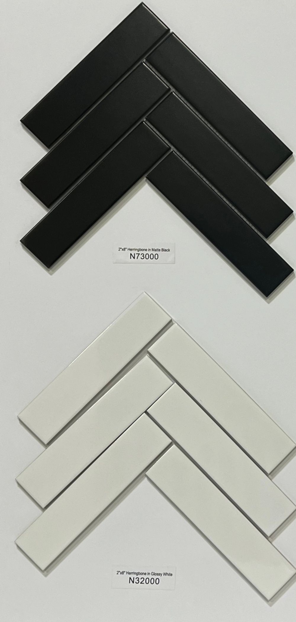 2x8 Herringbone in Matte Black and Glossy White
