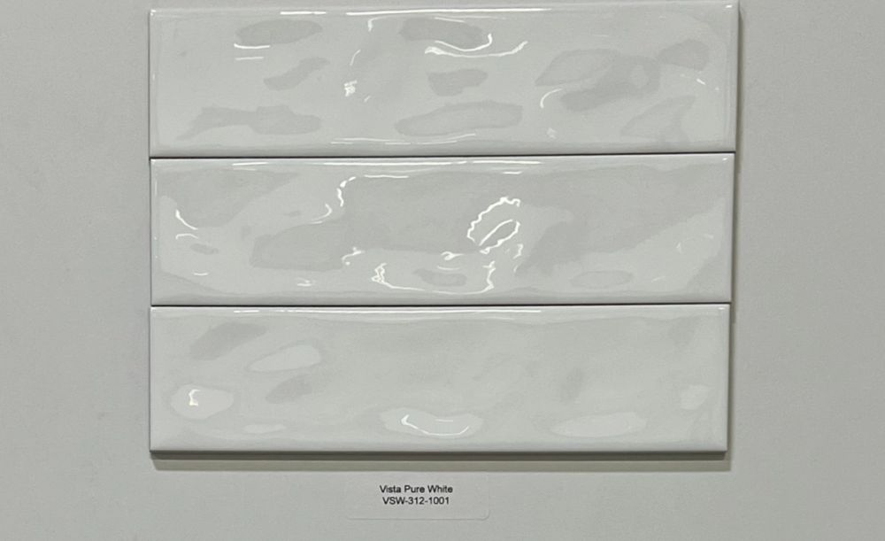 Vista Pure White 4"X12" Subway Tile Wavy finished