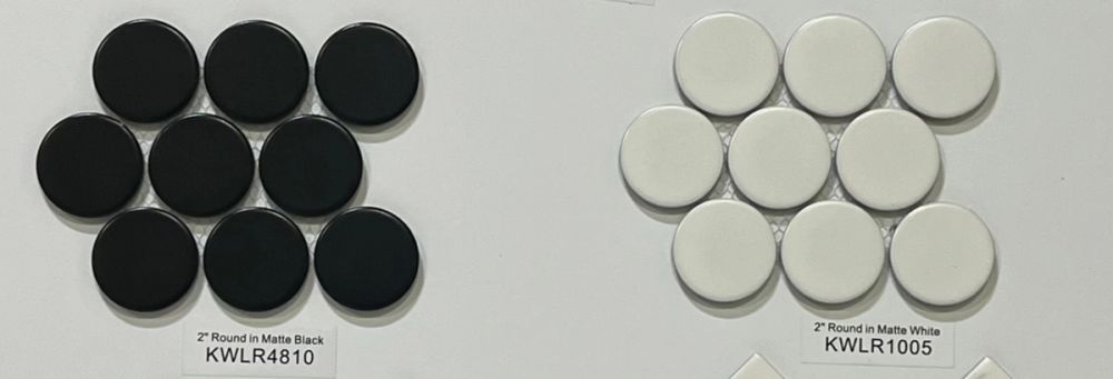 2" Round Matte - Black - White