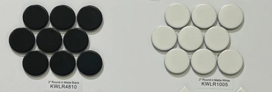 2" Round Matte - Black - White