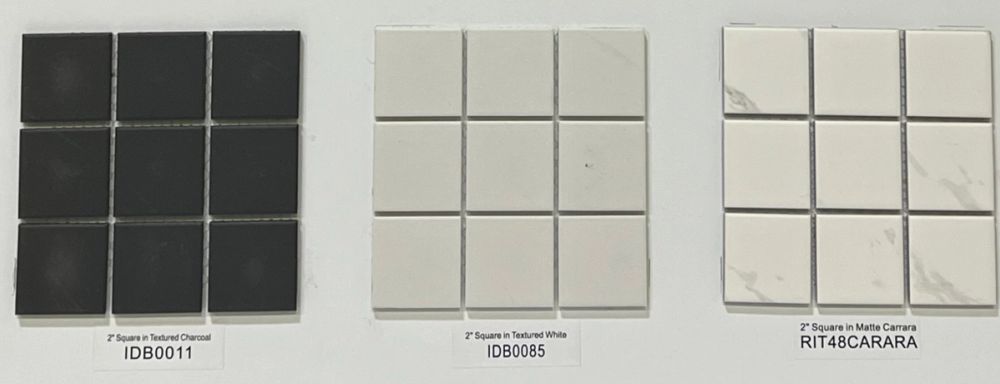 2" Square Matte Tiles - Black - White - Grey and Carrara
