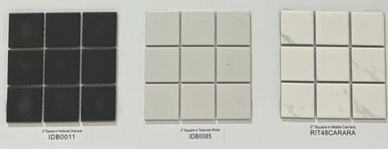 2" Square Matte Tiles - Black - White - Grey and Carrara