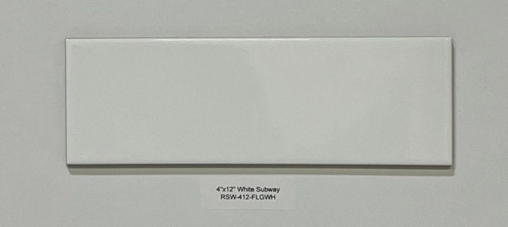 White 4"X12" Glossy Subway Tile