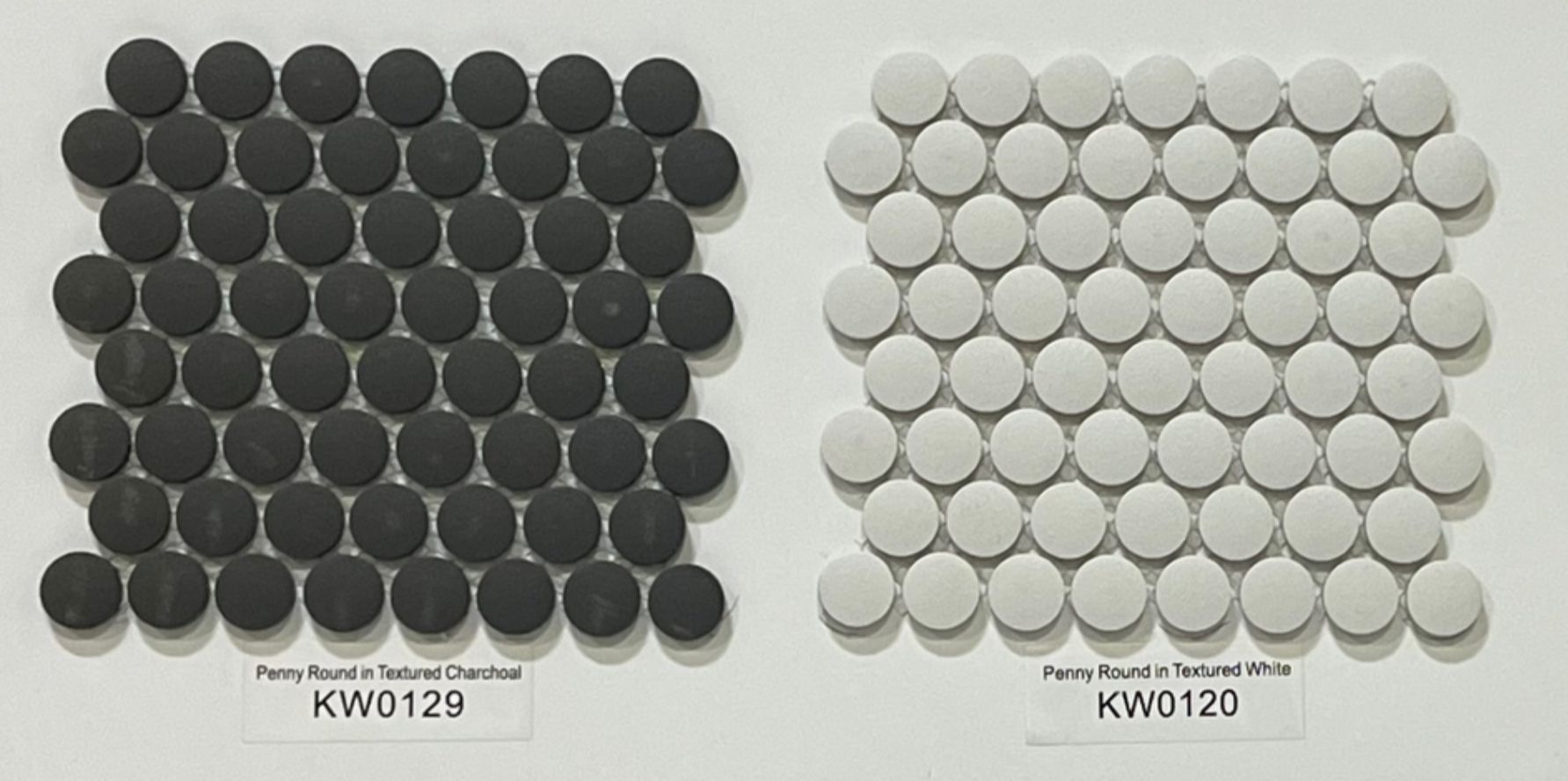 5/8" Penny Round Glossy Tile - Black - White and Grey and Matte 2