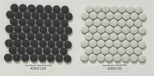 5/8" Penny Round Glossy Tile - Black - White and Grey and Matte 2
