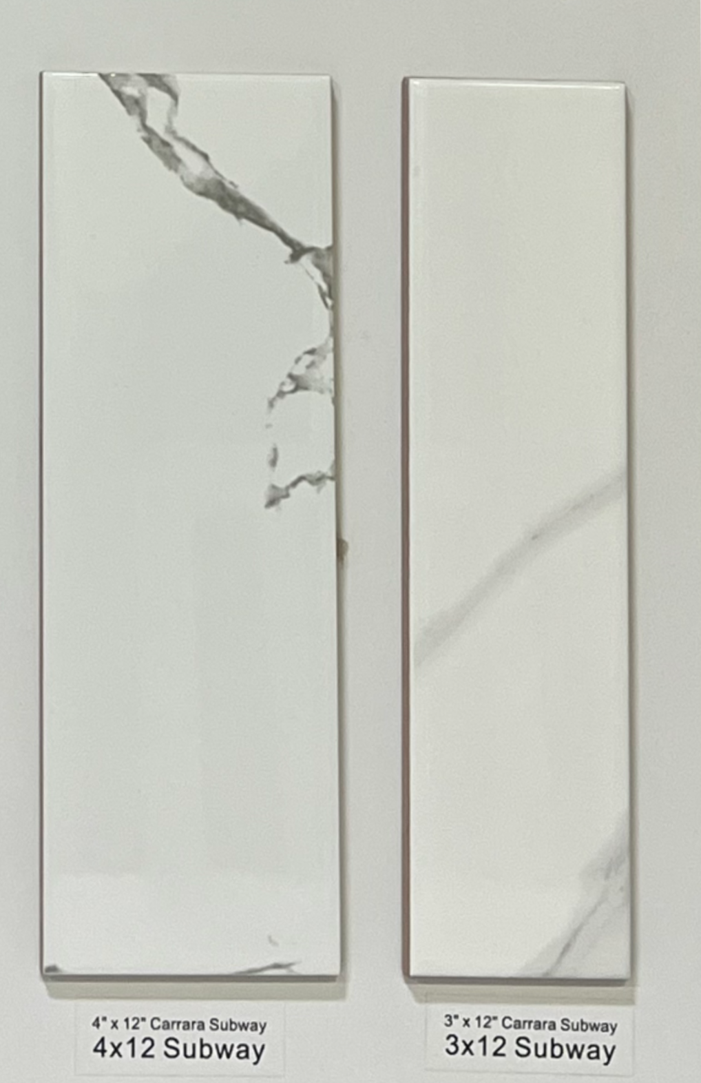 4"x12" & 3"x12" Carrara Glossy White